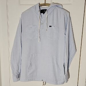 Hurley Mens Small Light Blue Hooded Pullover Casual Beach Lightweight Hoodie